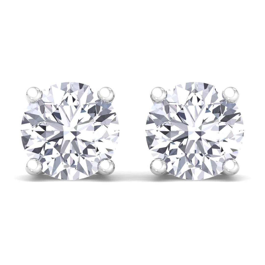 3CT Round Cut Lab-Grown Diamond Studs 14K White Gold