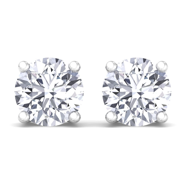 3CT Round Cut Lab-Grown Diamond Studs 14K White Gold