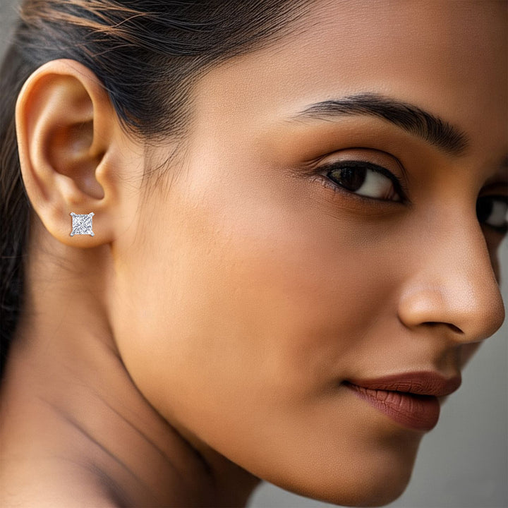 Princess Lab Grown Diamond Studs- White Gold