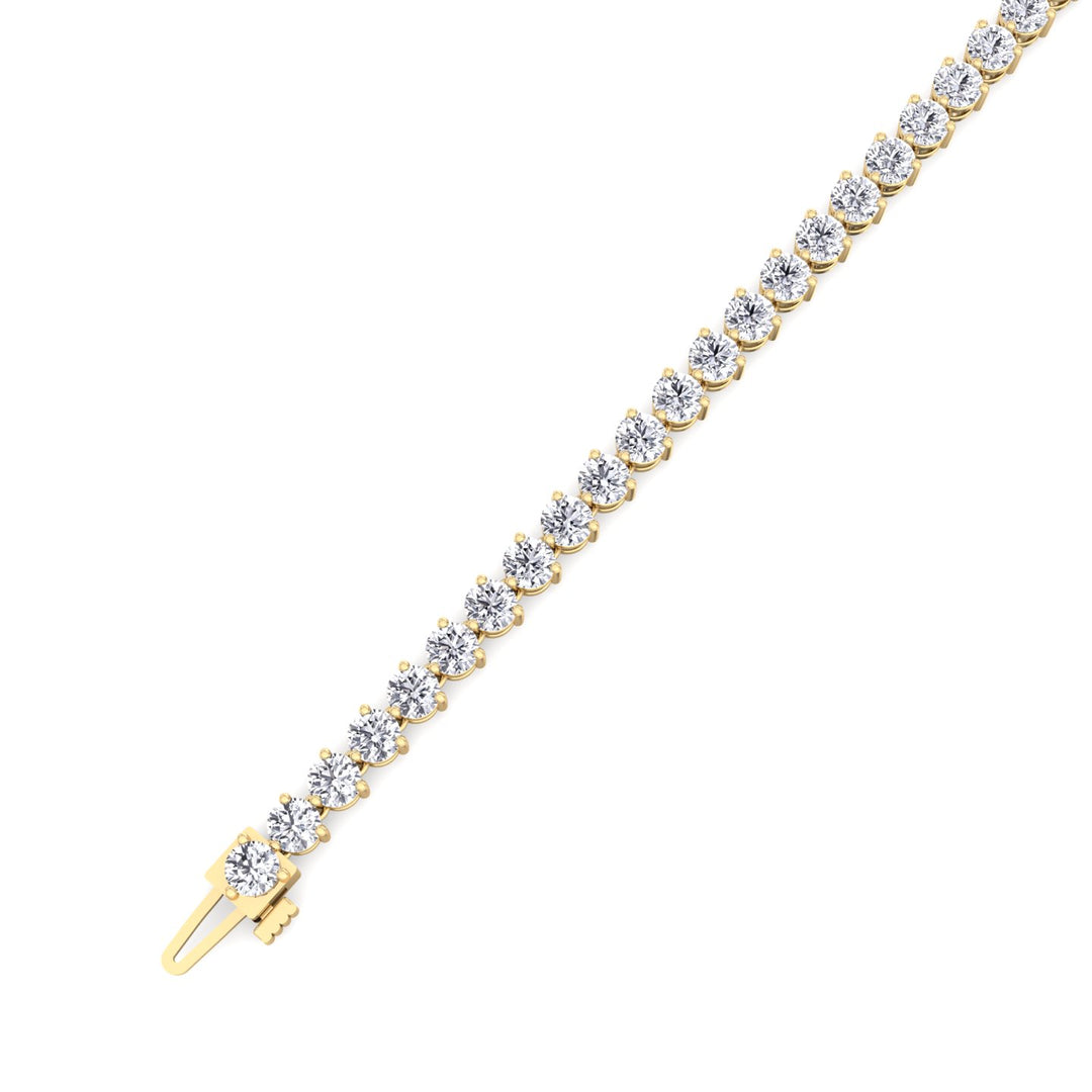 3 Prong Round Cut Lab Diamond Tennis Bracelet 14K Chain