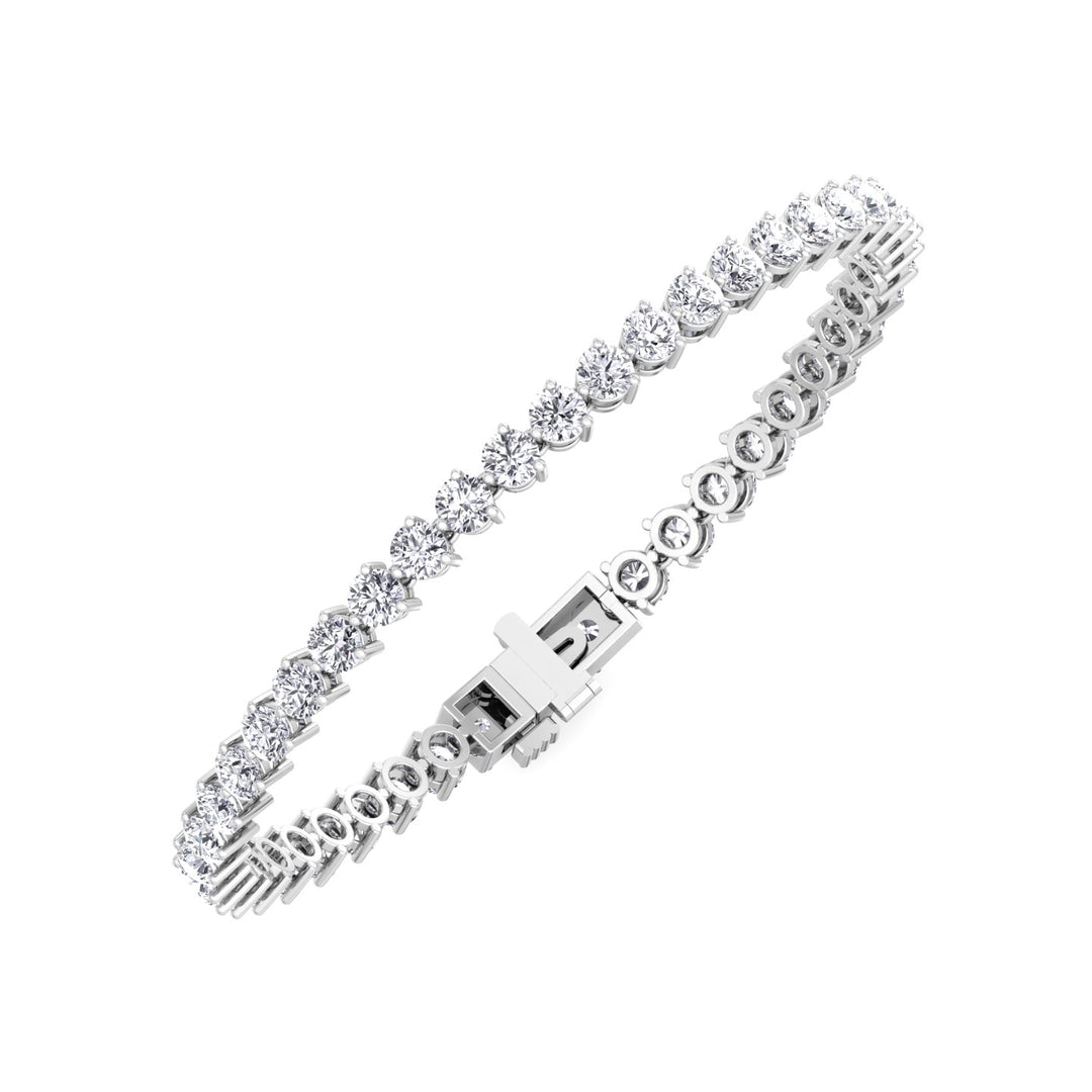 3 Prong Round Cut Lab Diamond Tennis Bracelet 14K White Gold