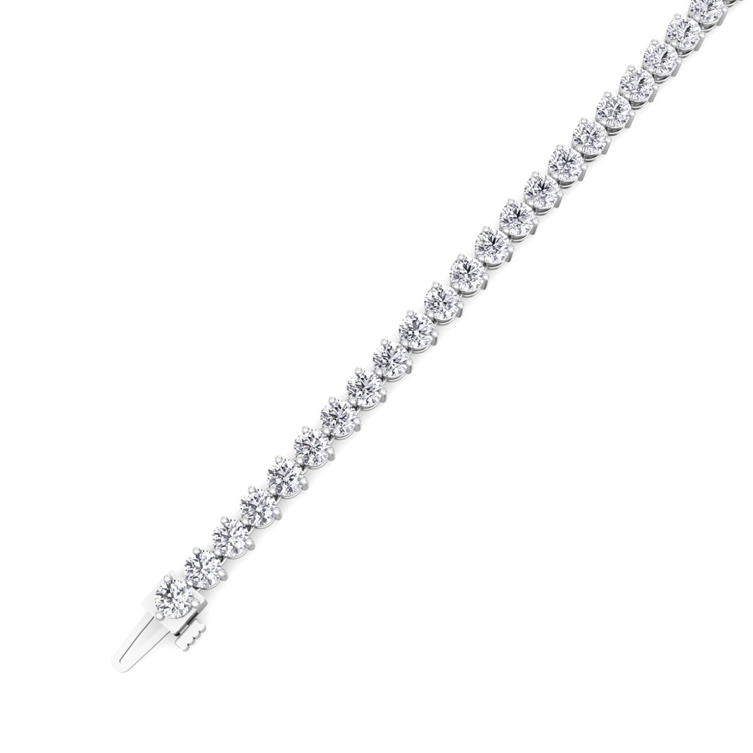 3 Prong Round Lab Diamond Tennis Bracelet 14K clasp