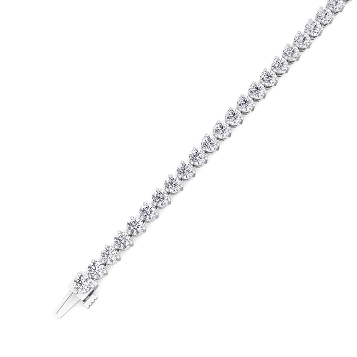 3 Prong Round Lab Diamond Tennis Bracelet 14K clasp