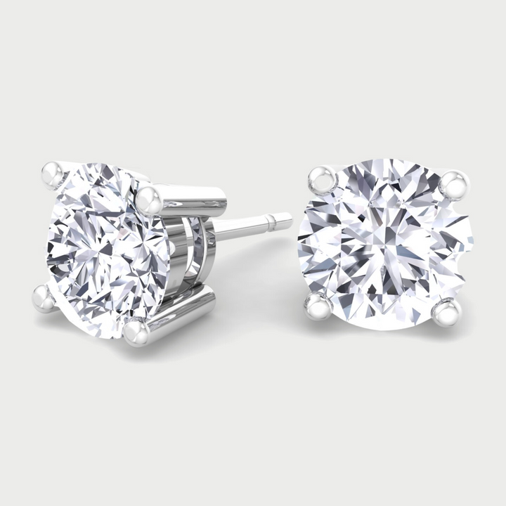 3CT Round Cut Lab-Grown Diamond Studs 14K White Gold