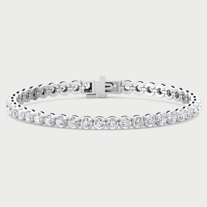 Buttercup Illusion Setting Round Lab-Diamond Tennis Bracelet 14K Solid Gold