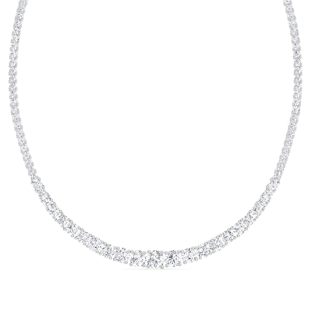 4 Prong Graduated Lab Diamond Tennis Necklace 14K White Gold