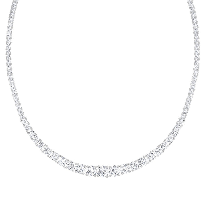 4 Prong Graduated Lab Diamond Tennis Necklace 14K White Gold
