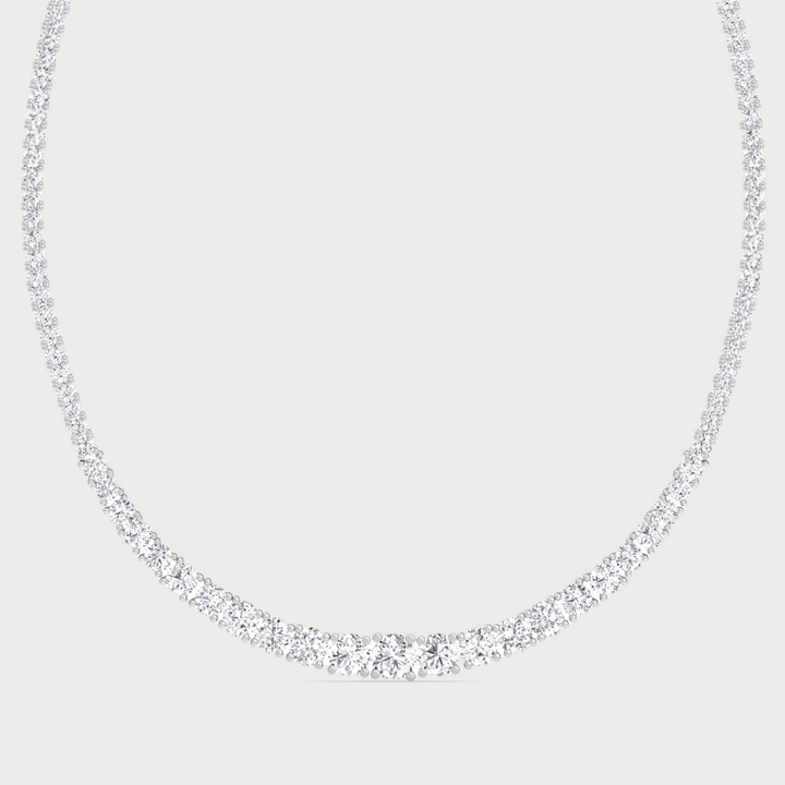 4 Prong Graduated Lab Grown Diamond Tennis Necklace 14K Solid Gold