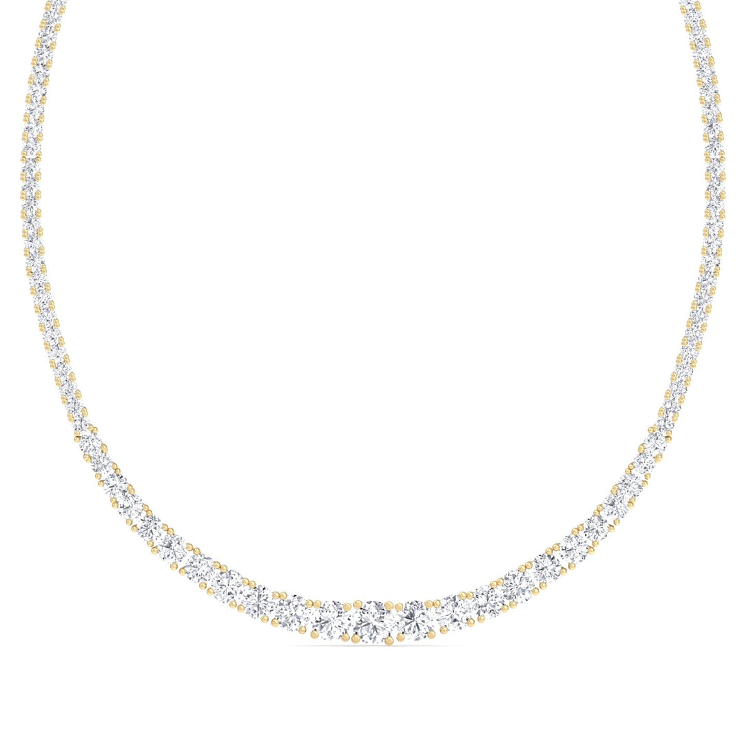 4 Prong Graduated Lab Diamond Tennis Necklace 14K Yellow Gold