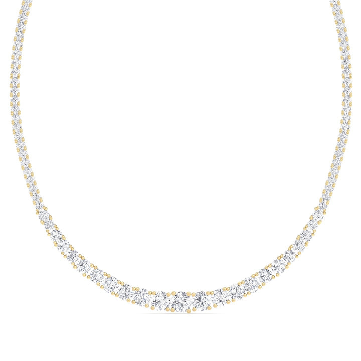 4 Prong Graduated Lab Diamond Tennis Necklace 14K Yellow Gold