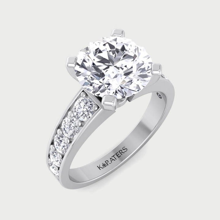 Almere round cut lab-grown diamond engagement ring with side stones