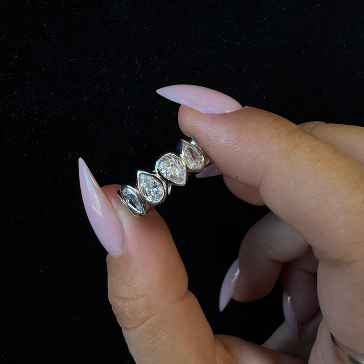 Bezel Set Pear Shape Lab-Grown Diamond Eternity Band