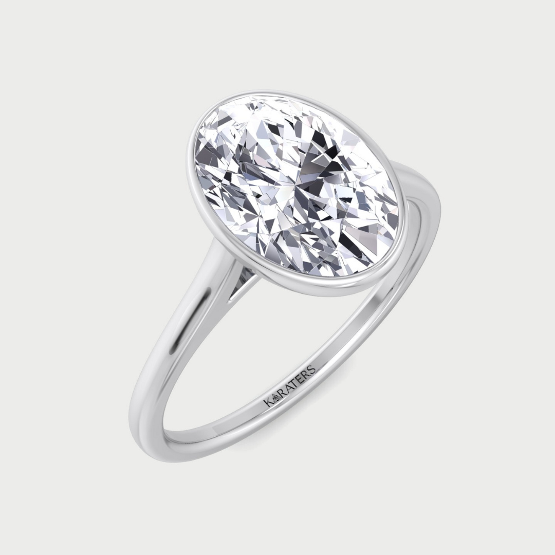 Bezel Set Oval Cut Lab-Grown Diamond Engagement Ring