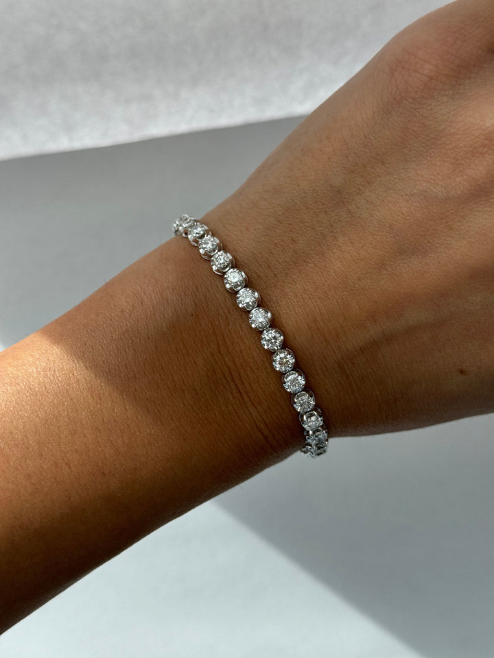 Buttercup Illusion Round Lab-Diamond Tennis Bracelet 14K Solid Gold