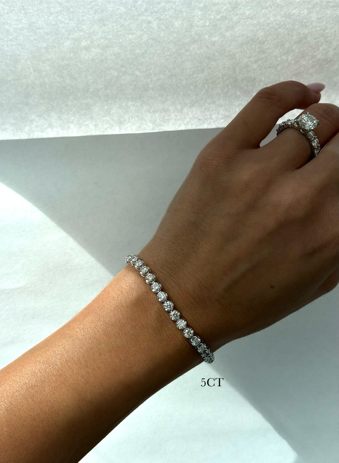 Buttercup Illusion Round Lab-Diamond Tennis Bracelet 14K White Gold