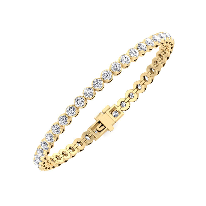 Buttercup Round Cut Lab-Diamond Tennis Bracelet 14K Yellow Clasp