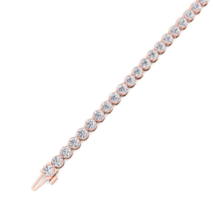 Buttercup Round Lab-Diamond Tennis Bracelet 14K Rose Clasp