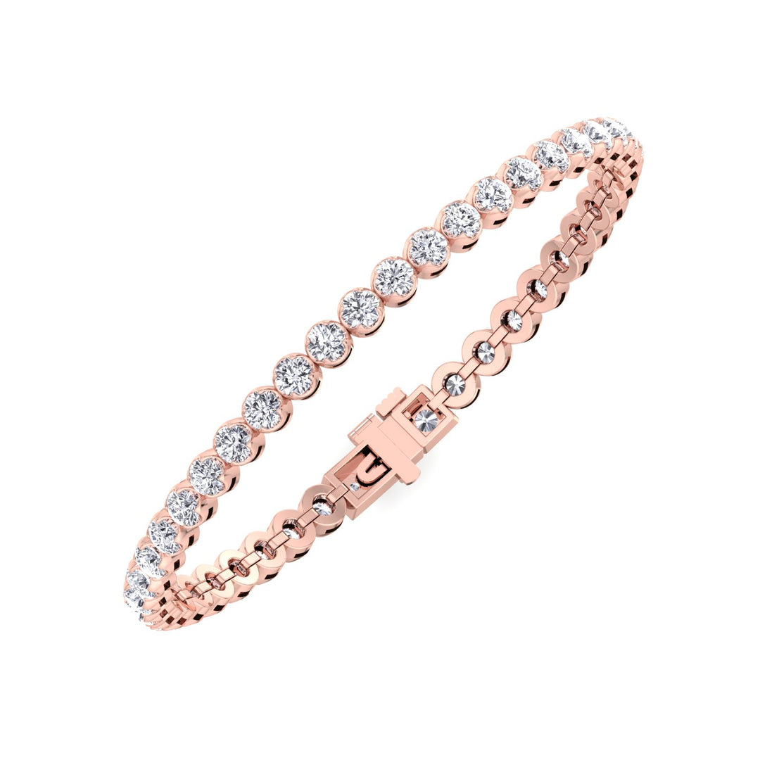 Buttercup Round Lab-Diamond Tennis Bracelet 14K Rose Gold