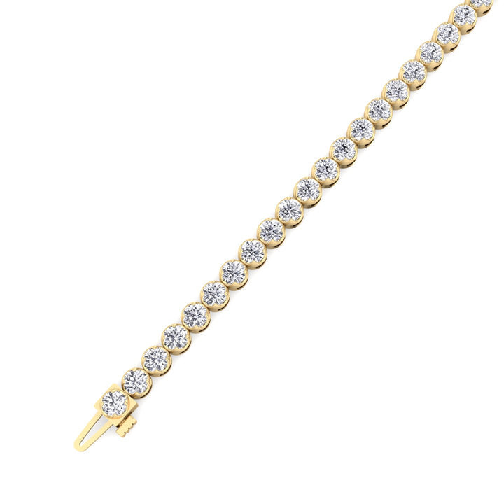 Buttercup Round Lab-Diamond Tennis Bracelet 14K Yellow Clasp