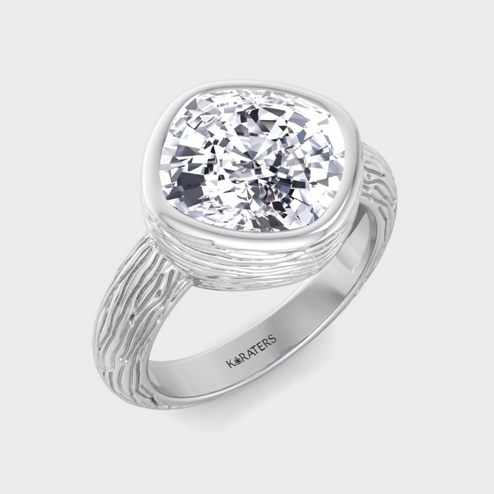 Cushion Cut Solitaire Lab Grown Diamond Engagement Ring
