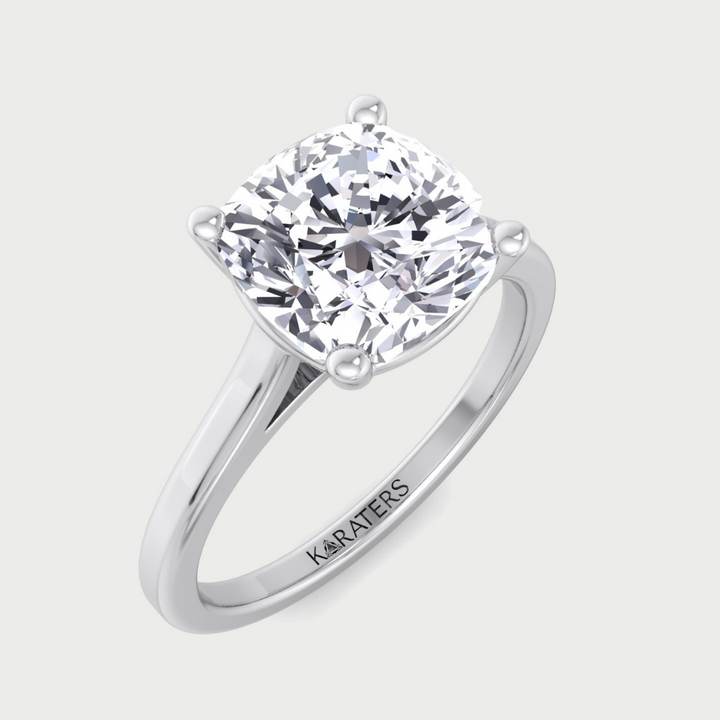 cushion cut solitaire lab-grown diamond engagement ring