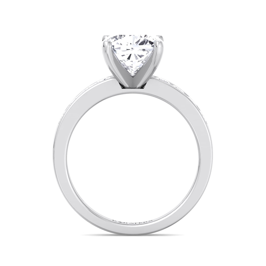 Cushion Cut Lab Diamond Ring Princess SideStones White
