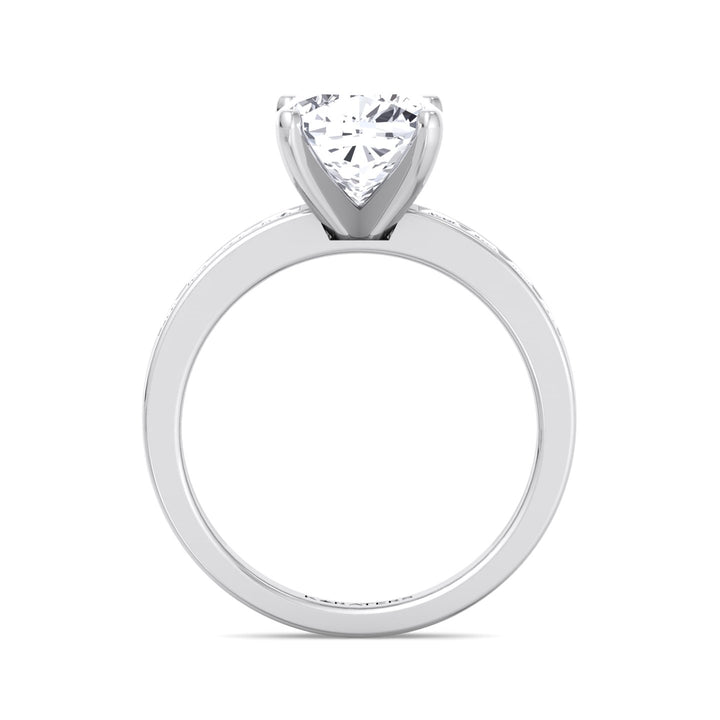 Cushion Cut Lab Diamond Ring Princess SideStones White