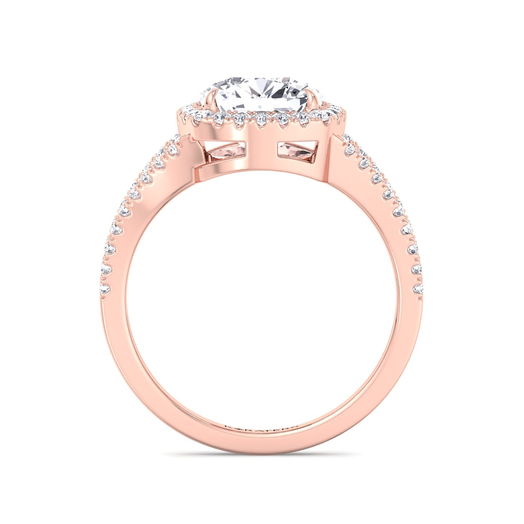 Cushion Lab Grtown Diamond Halo Ring Split Pave Rose Gold