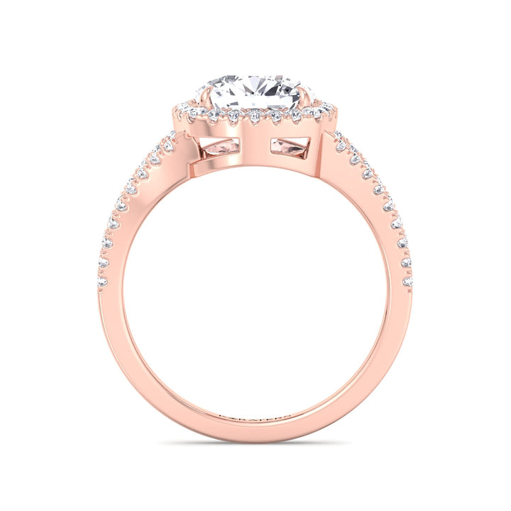 Cushion Lab Grtown Diamond Halo Ring Split Pave Rose Gold