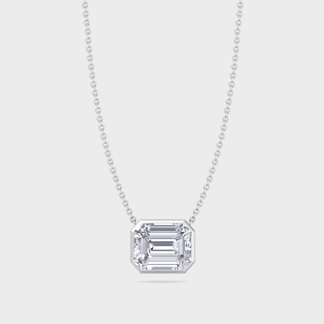 Elna Emerald Cut Lab Grown Diamond Bezel Pendant – Karaters