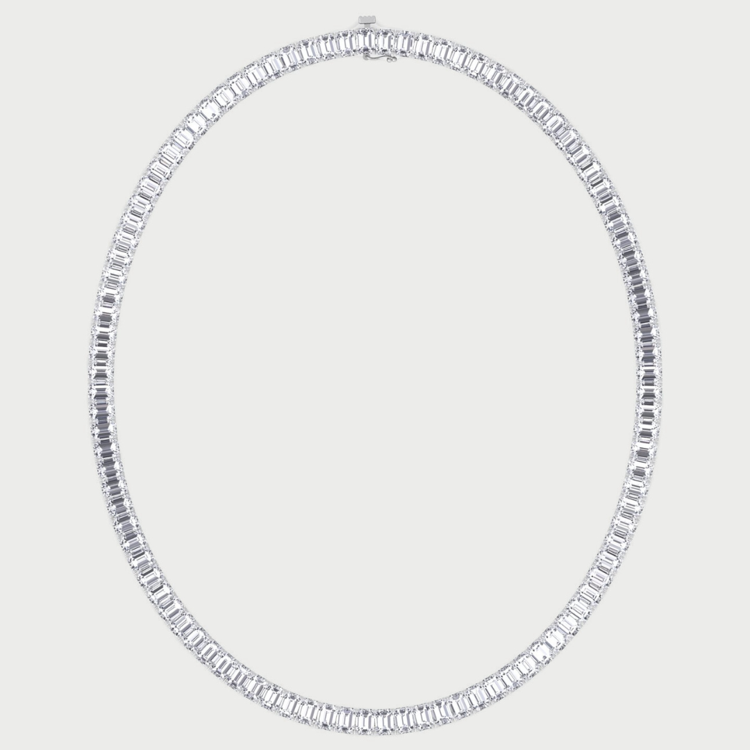 emerald cut lab-grown diamond tennis necklace