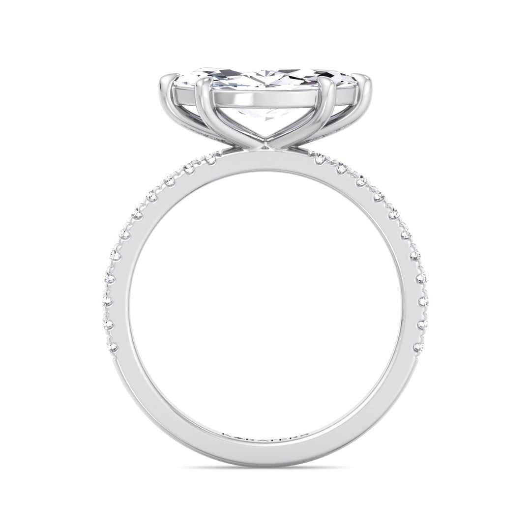 Enzian-East To West Marquise Cut Lab White Gold Diamond Ring, Profile