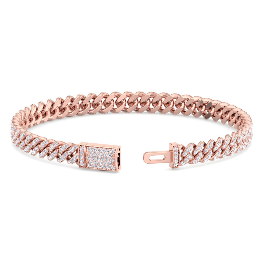 Excellet Lab Diamond Cuban Link Bracelet 18K Rose Gold