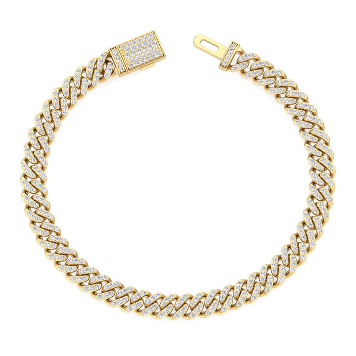 Excellet Lab Diamond Cuban Link Bracelet 18K Yellow Gold