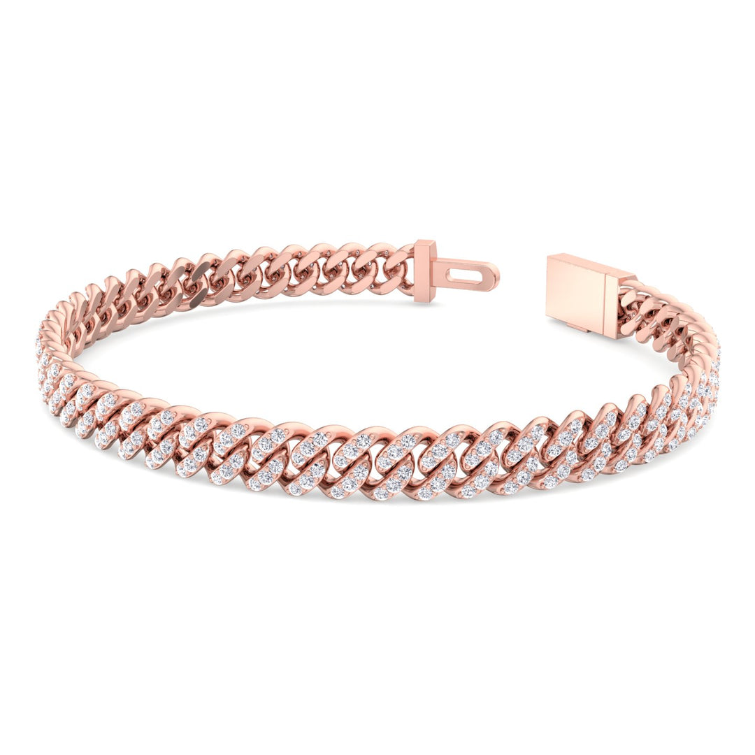Excellet Lab Grown Diamond Cuban Link Bracelet 18K Rose Gold