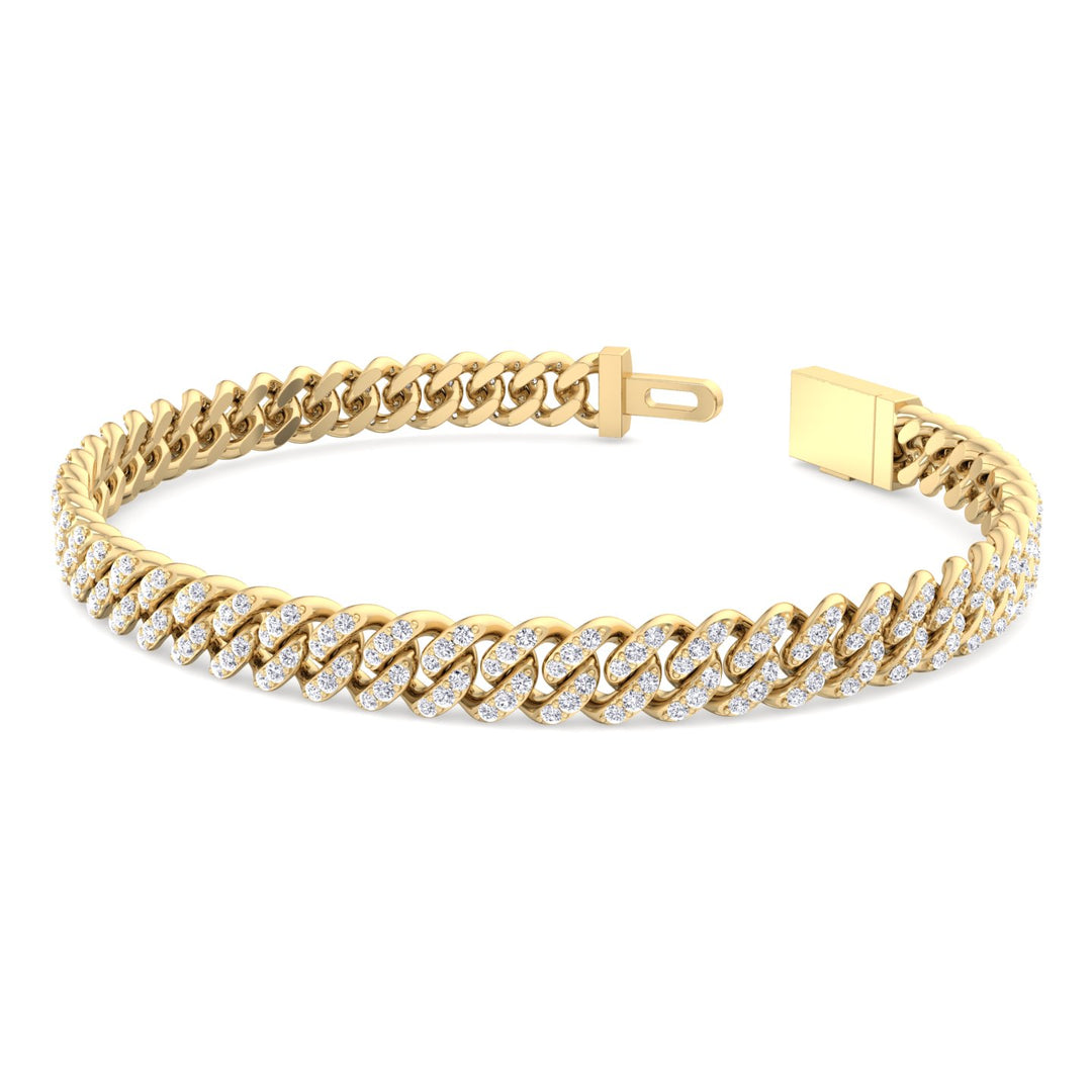 Excellet Lab Grown Diamond Cuban Link Bracelet 18K Yellow