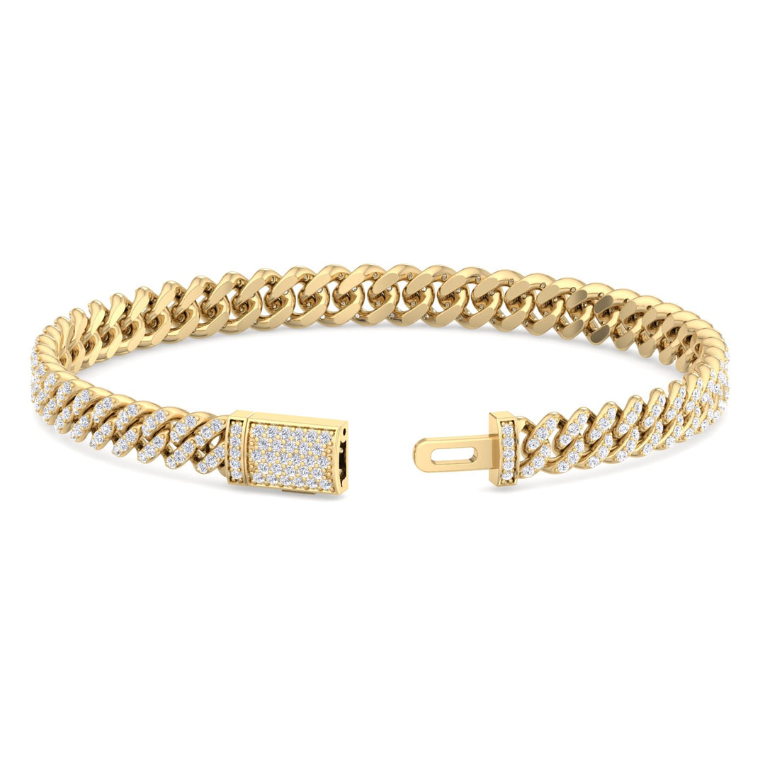 Excellet Lab Grown Diamond Cuban Link Bracelet 18K Yellow Gold