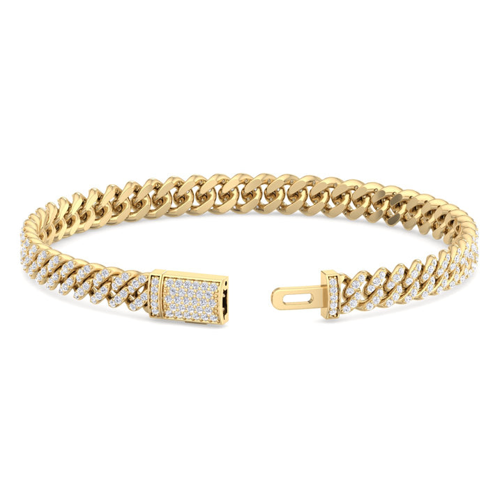 Excellet Lab Grown Diamond Cuban Link Bracelet 18K Yellow Gold