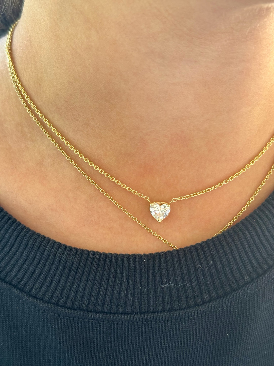 pear-shaped lab-grown diamond necklace with round side stones