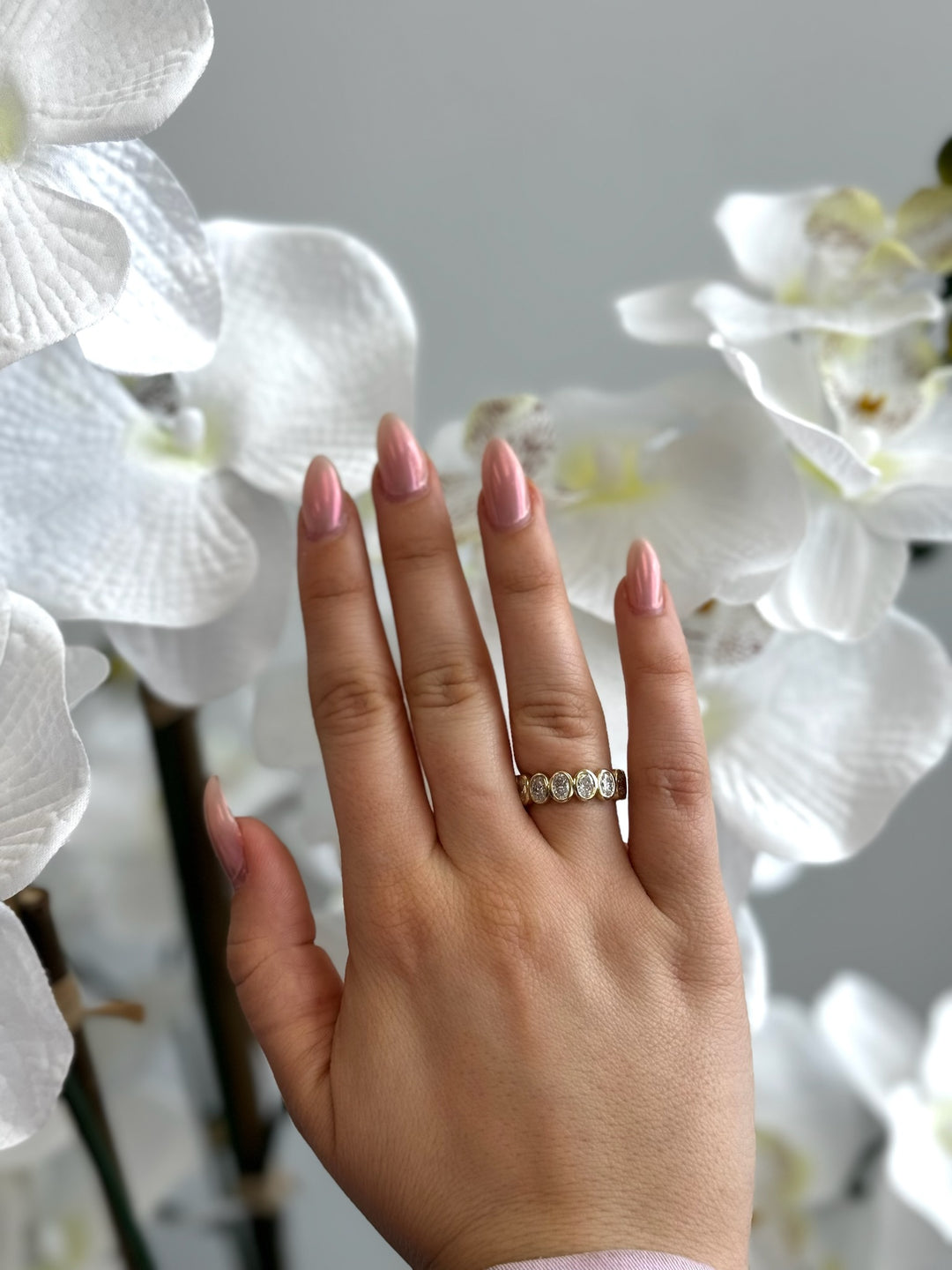 Bezel Set Oval Shape Lab Grown Diamond Eternity Band