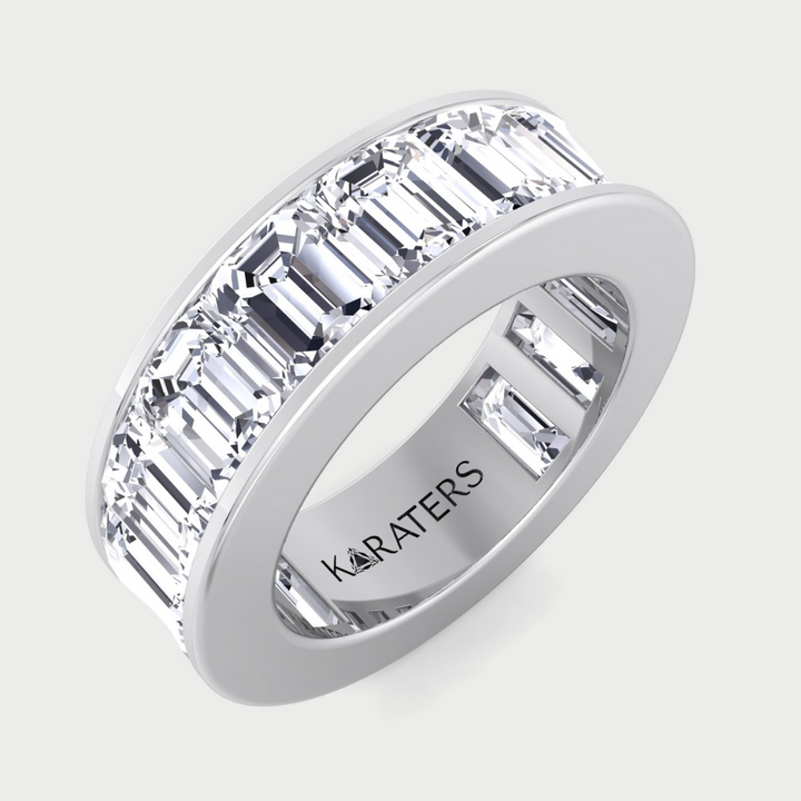 Jumilla - Channel Set Emerald Cut Lab Grown Diamond Eternity Band