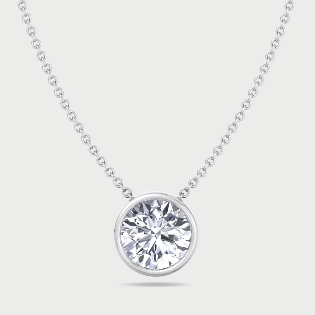 Diamond necklace on a white background