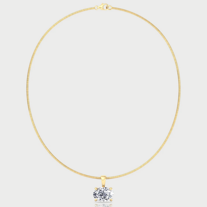 Oval-Cut Lab Grown Diamond Necklace on A Omega Chain