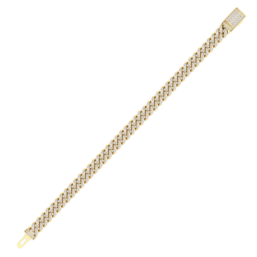 Lab Diamond Cuban Link Bracelet 18K Yellow Gold