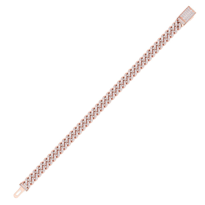 Lab Grown Diamond Cuban Link Bracelet 18K Rose
