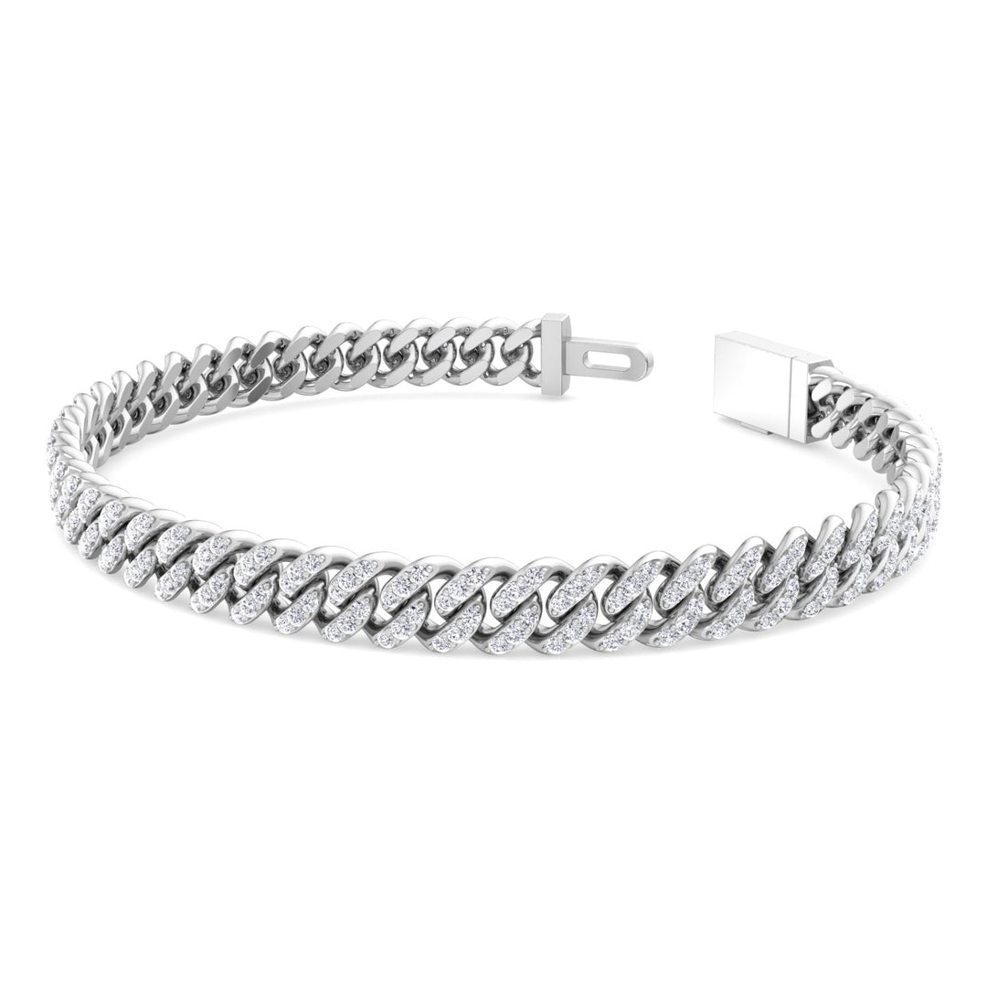 Lab Grown Diamond Cuban Link Bracelet 18K White Gold