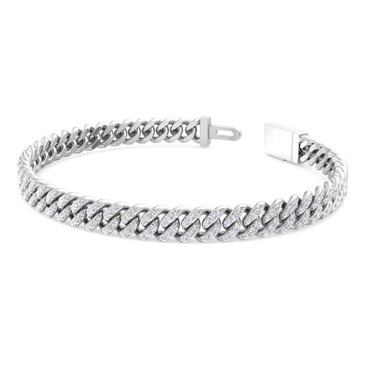 Lab Grown Diamond Cuban Link Bracelet 18K White Gold
