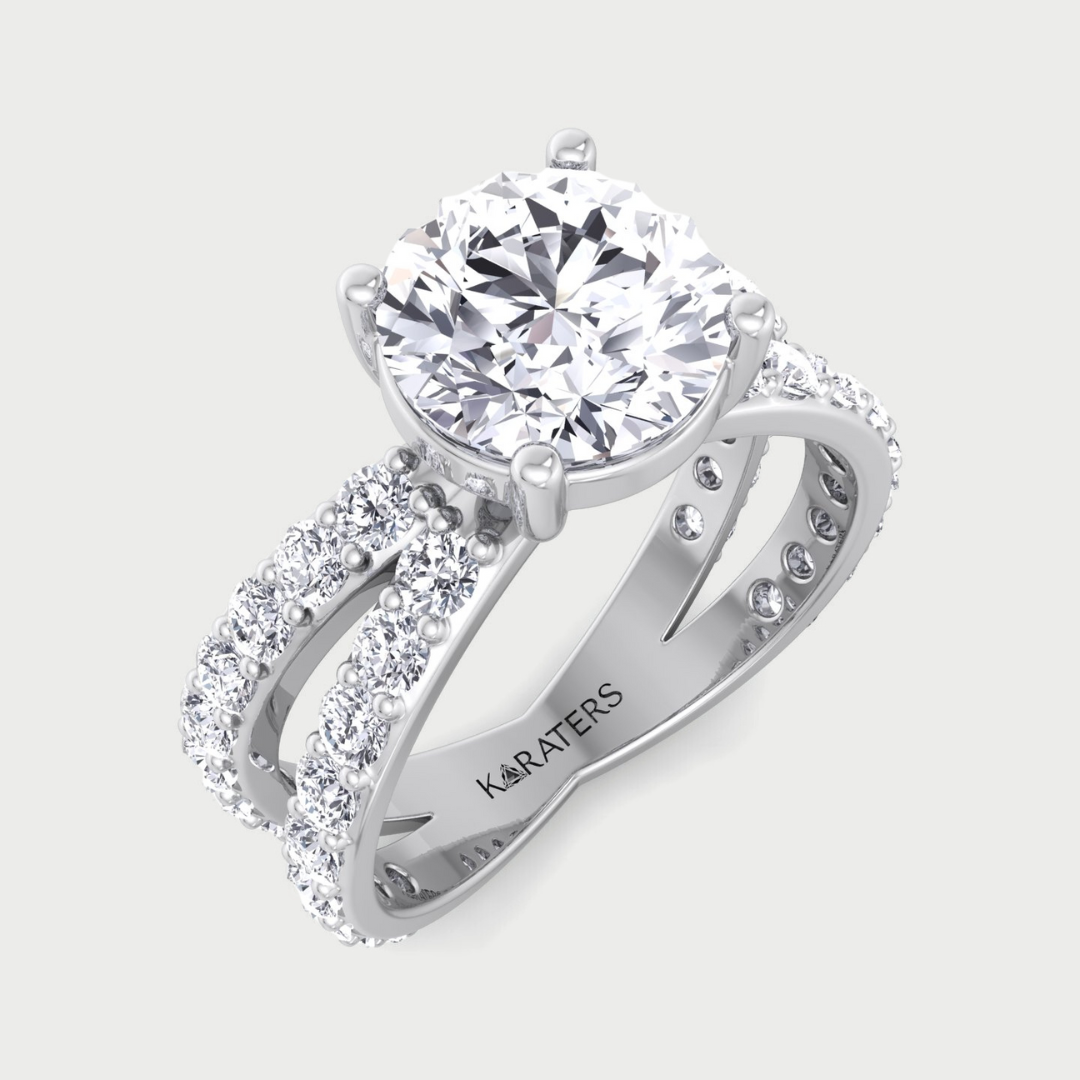 Lelystad - Round Cut Lab Grown Diamond Engagement Ring With Split Band