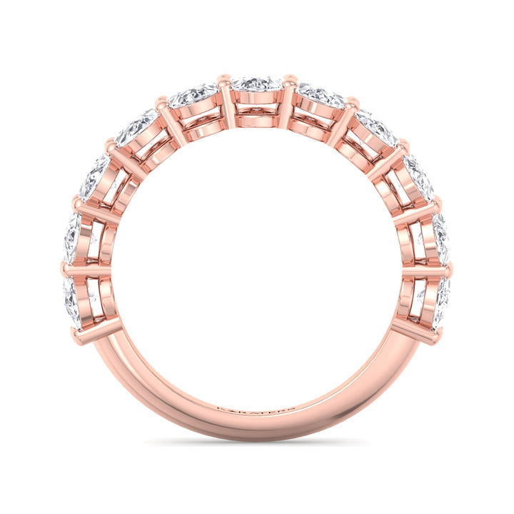 Llívia-Oval Lab Rose Gold Diamond Semi/Halfway Eternity Band, Profile