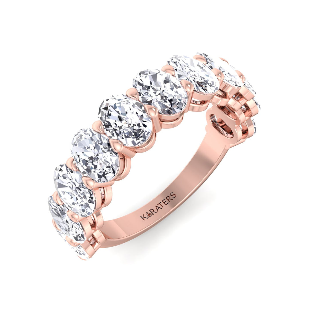 Llívia-Oval Lab Rose Gold Diamond Semi/Halfway Eternity Band, Titled